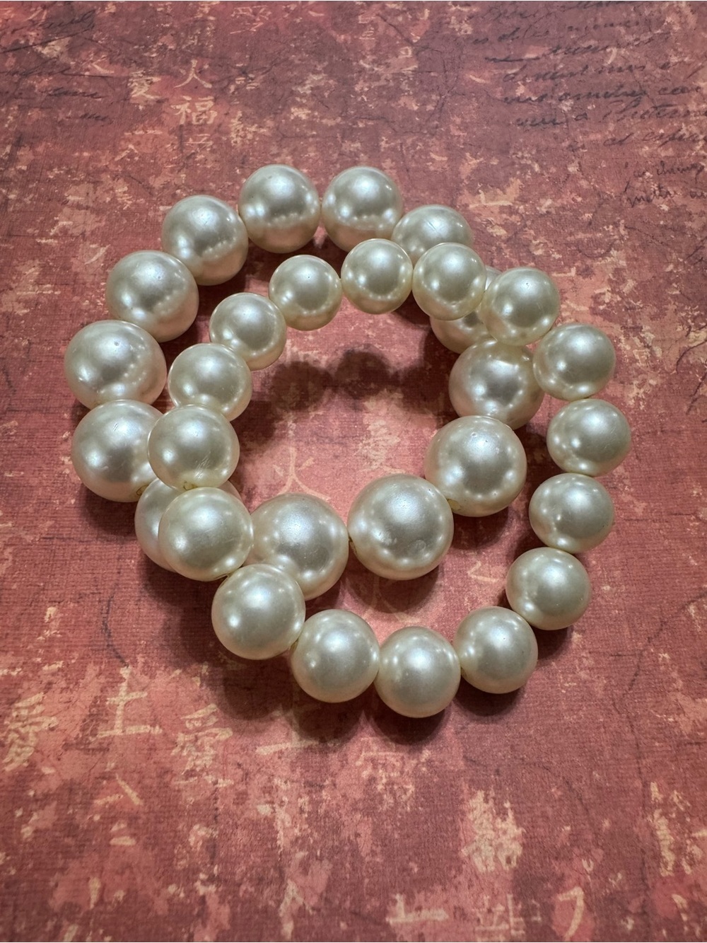 VINTAGE FAUX PEARL STRETCH BRACELETS SET OF TWO